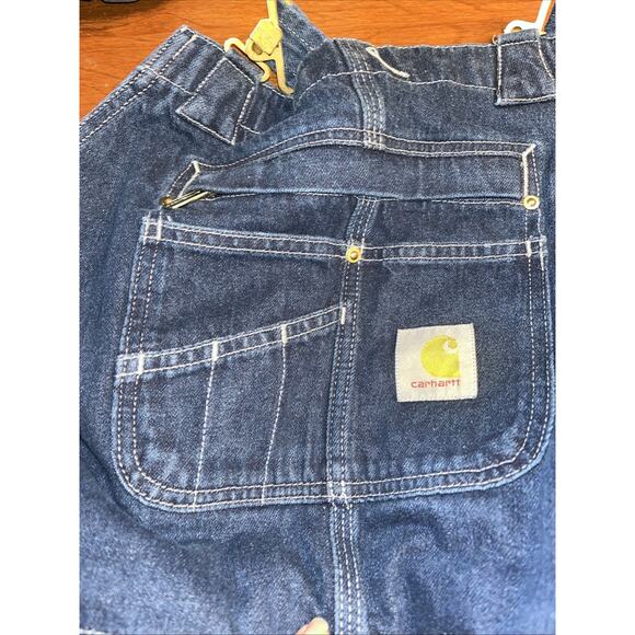 NICE Mens CARHARTT Bib OVERALLS Denim ~ LOOSE Fit OR4672-M Preowned ~ 44x30(29) - Picture 4 of 5